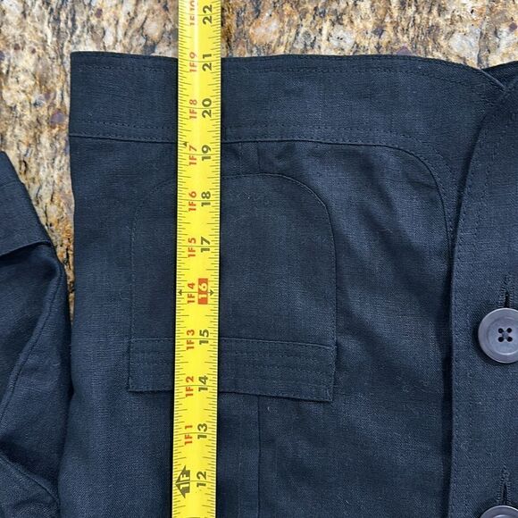 Marvin Richards Black Linen 3/4 Sleeve Button Front Jacket Size L - Picture 10 of 10